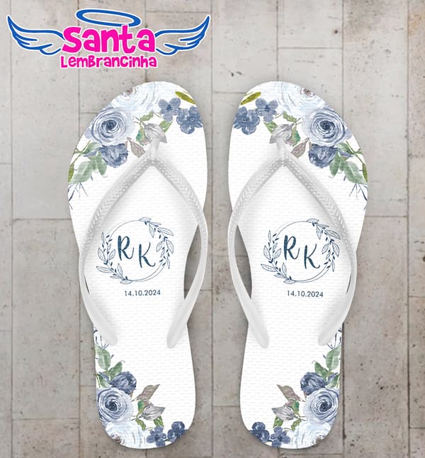 Chinelo Casamento Floral Personalizado COD 12325