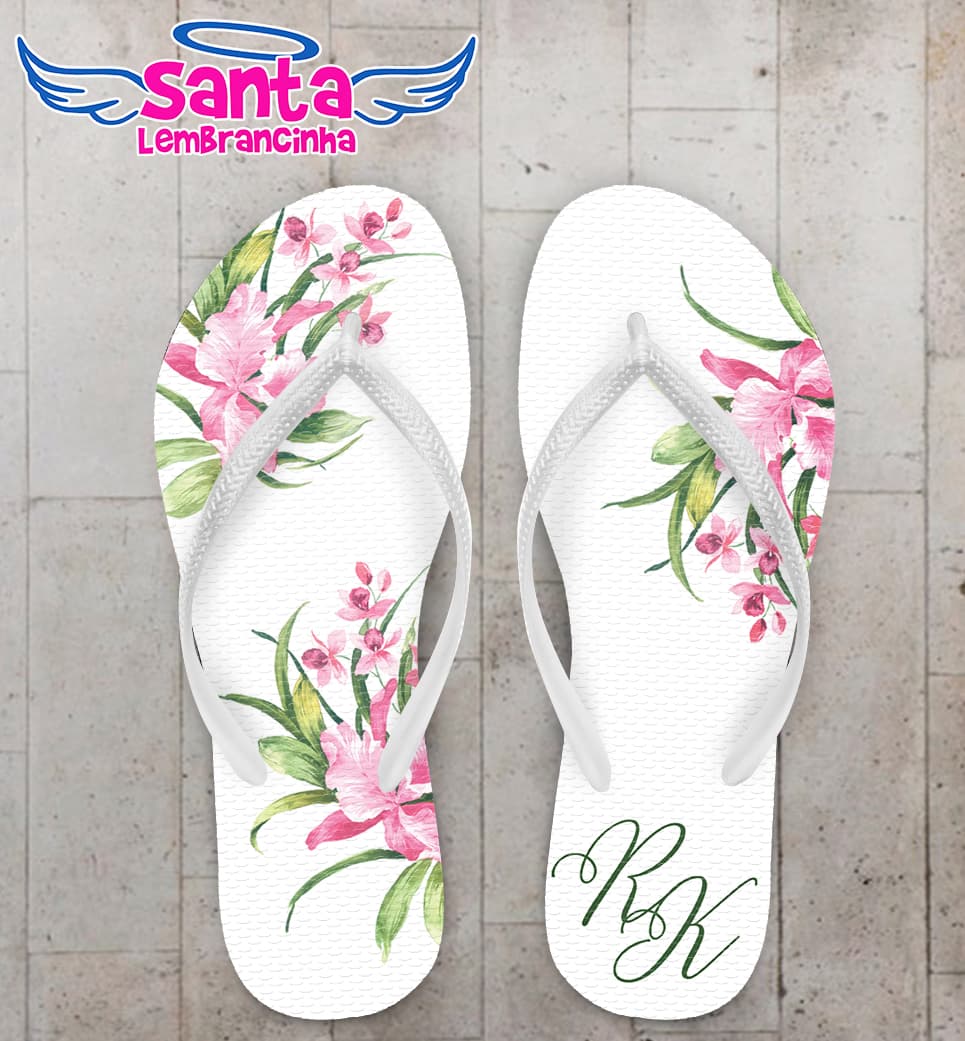 Chinelo Casamento Floral Personalizado COD 12347