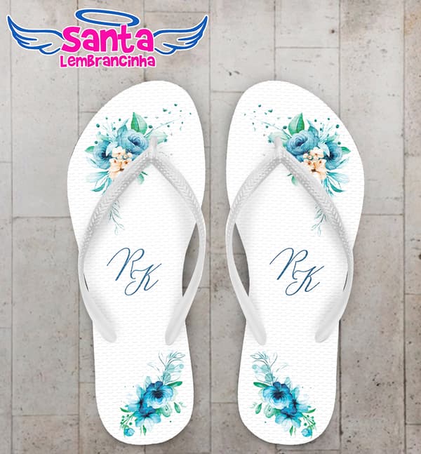 Chinelo Casamento Floral Personalizado COD 12353