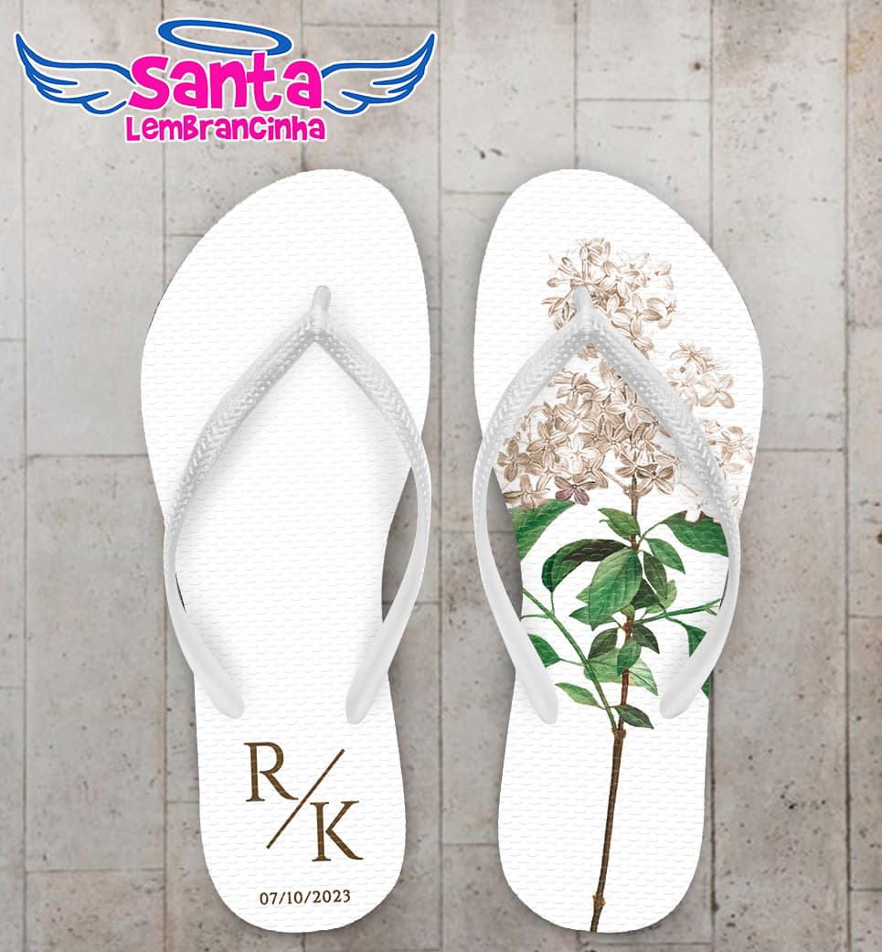 Chinelo Casamento Floral Personalizado COD 12356
