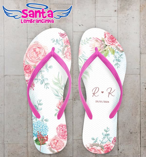 Chinelo Casamento Floral Personalizado COD 12315