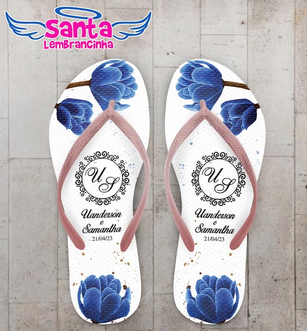 Chinelo Casamento Floral Personalizado COD 12351