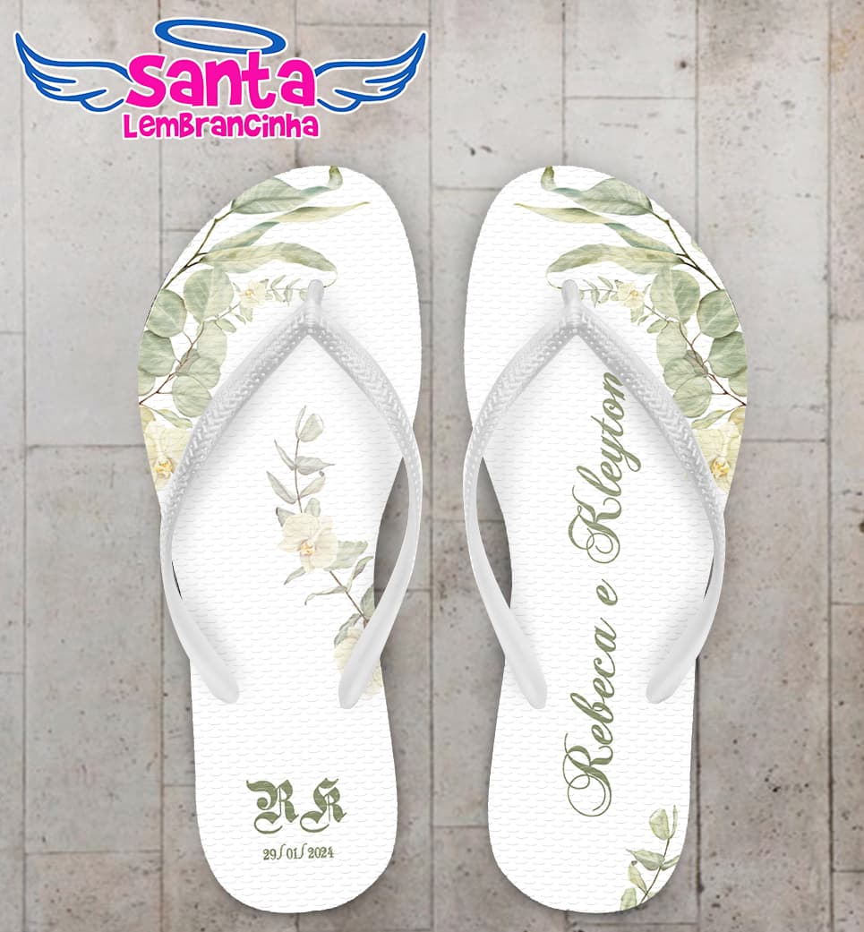Chinelo Casamento Folhagem Personalizado COD 12324