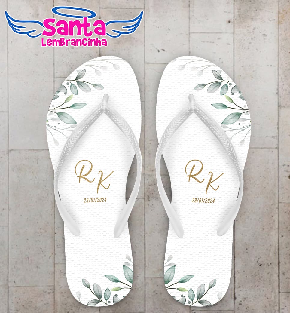 Chinelo Casamento Folhagem Personalizado COD 12320