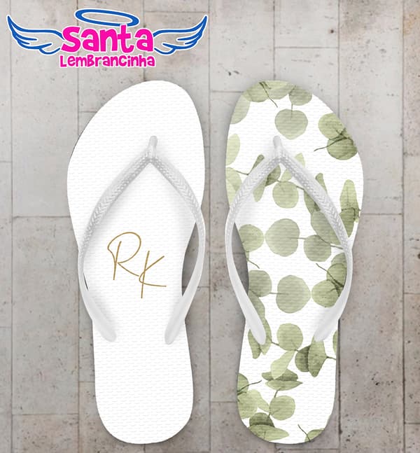 Chinelo Casamento Folhas Eucalipto Personalizado COD 12319