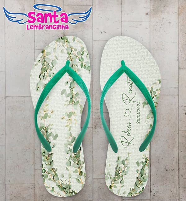 Chinelo Casamento Folhas Eucalipto Personalizado COD 12411