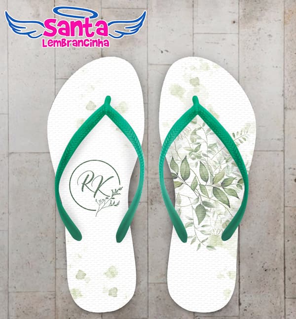 Chinelo Casamento Folhas Personalizado COD 12349