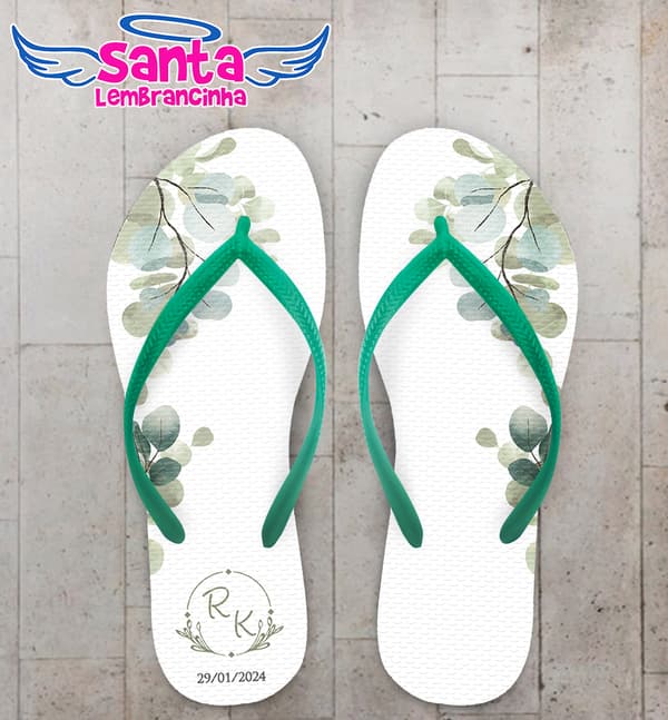 Chinelo Casamento Folhas Personalizado COD 12330