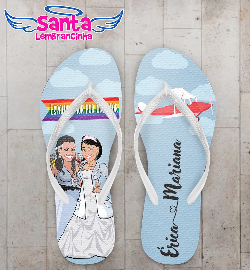 Chinelo Casamento LGBTQIAP+ Noivinhas Personalizado COD 12362
