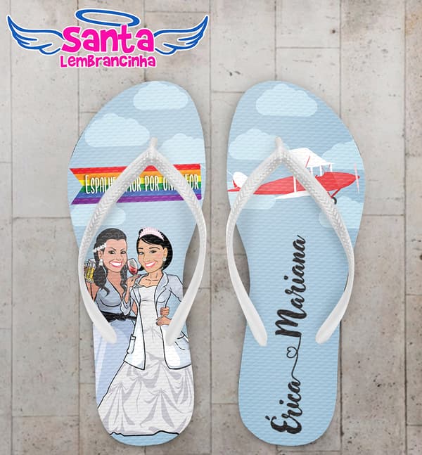 Chinelo Casamento LGBTQIAP+ Noivinhas Personalizado COD 12362