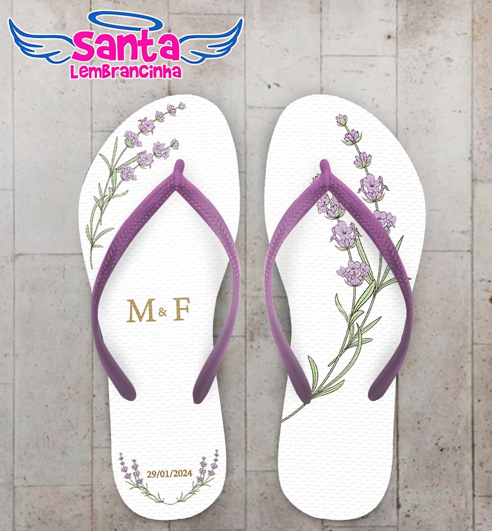 Chinelo Casamento Lavanda Personalizado COD 12329