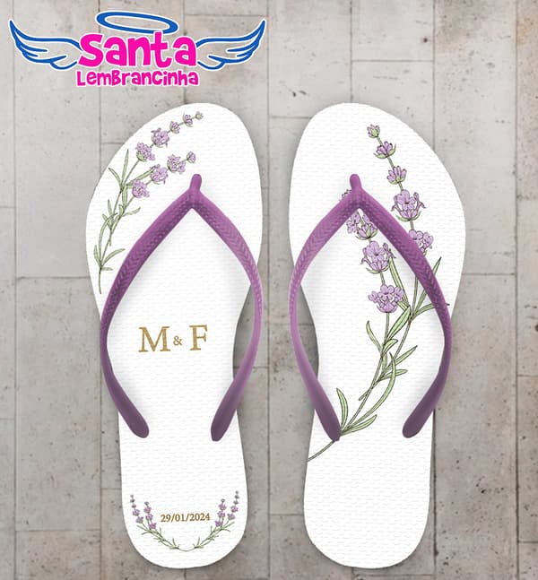 Chinelo Casamento Lavanda Personalizado COD 12329