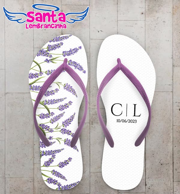 Chinelo Casamento Lavanda Personalizado COD 12357