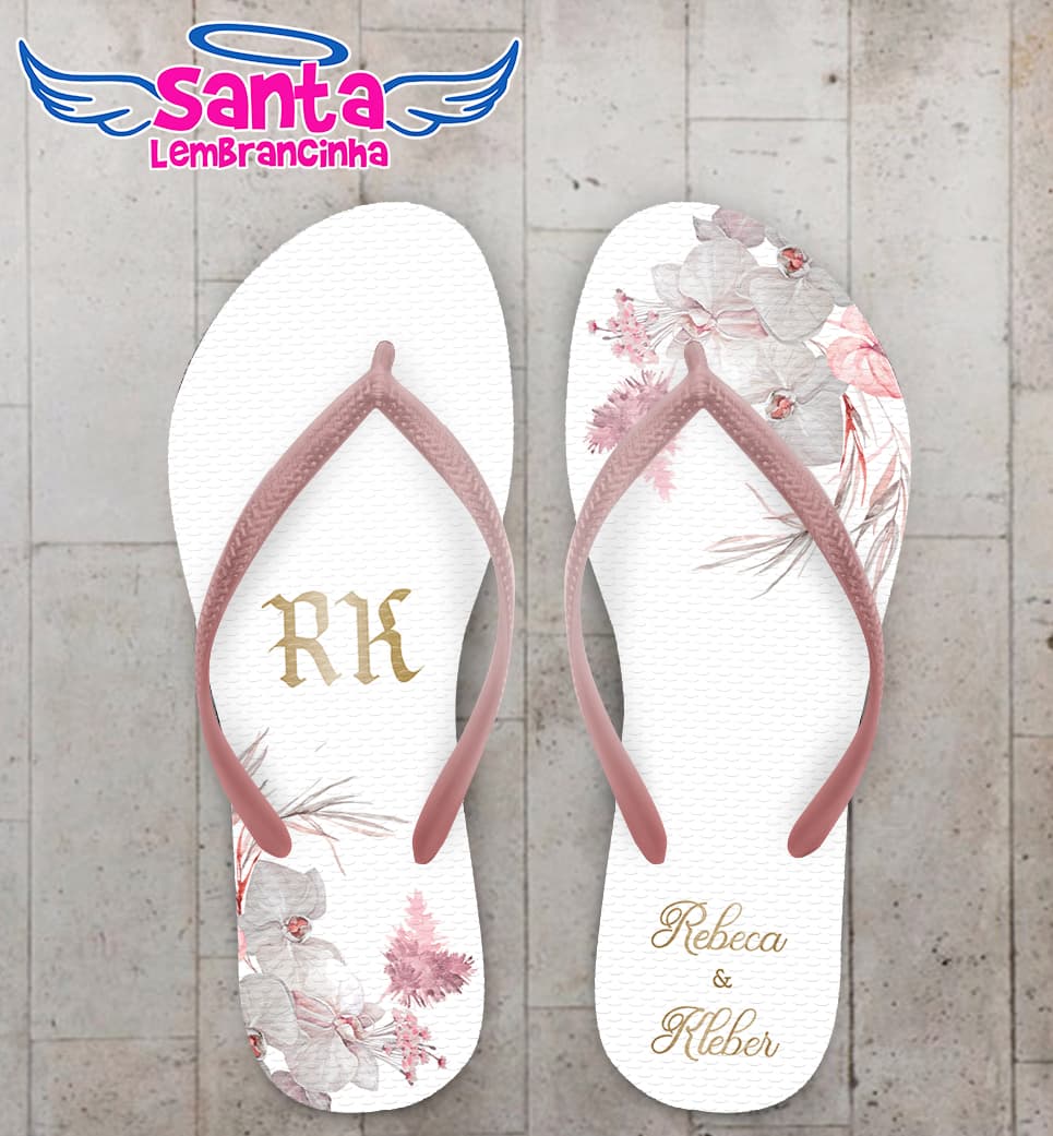 Chinelo Casamento Orquídea Personalizado COD 12327