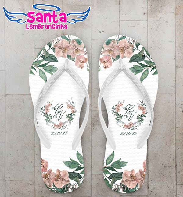 Chinelo Casamento Orquídeas Personalizado COD 12337