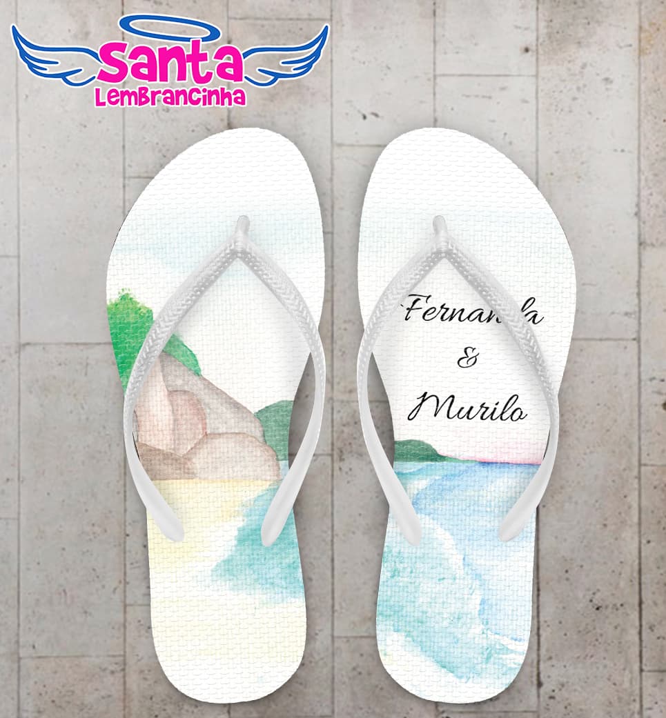 Chinelo Casamento Praia Personalizado COD 12344