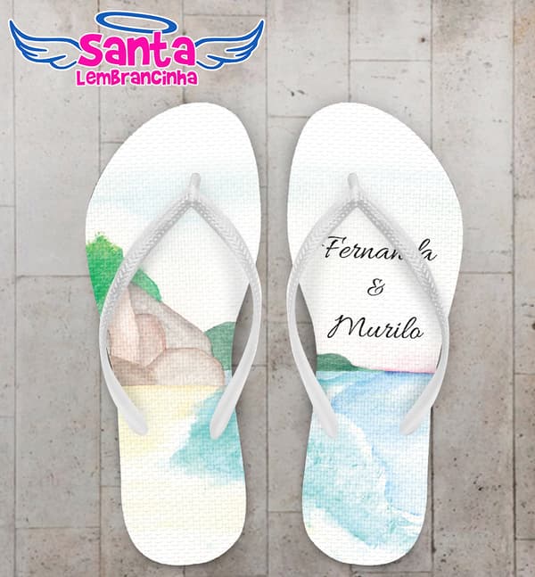 Chinelo Casamento Praia Personalizado COD 12344