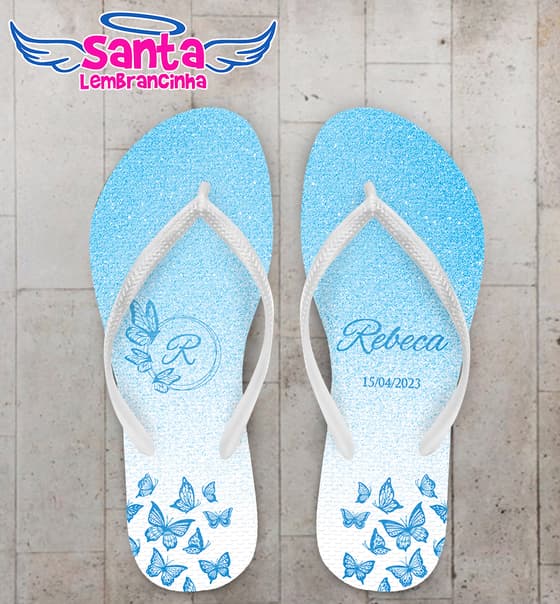 Chinelo Debutante Borboleta Personalizado COD 12307