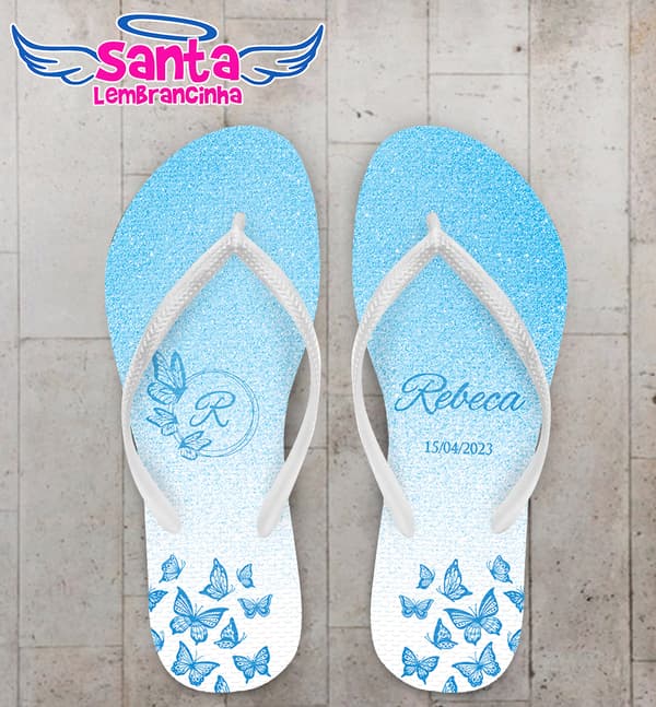 Chinelo Debutante Borboleta Personalizado COD 12307