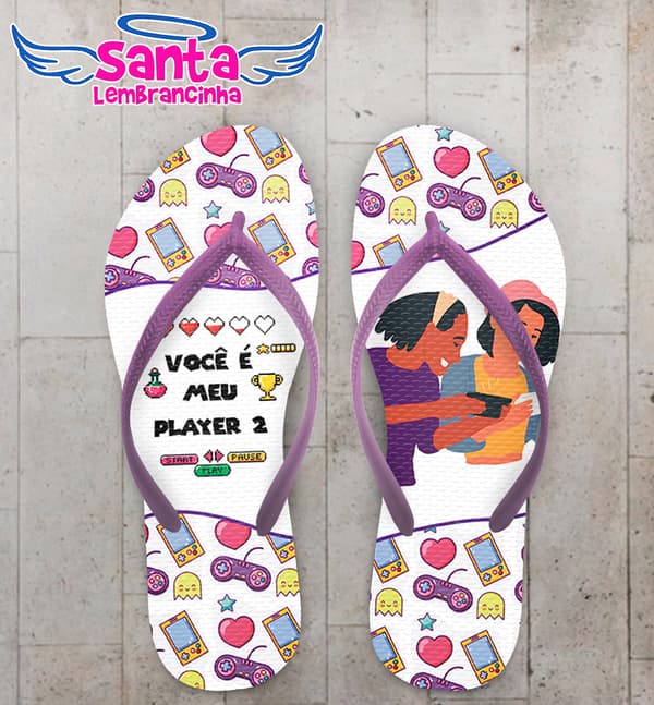 Chinelo Dia Dos Namorados Gamers Personalizado COD 12407