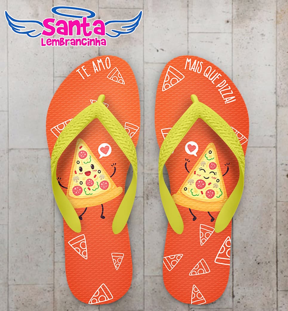 Chinelo Dia Dos Namorados Te Amo Mais Que Pizza Personalizado COD 12402