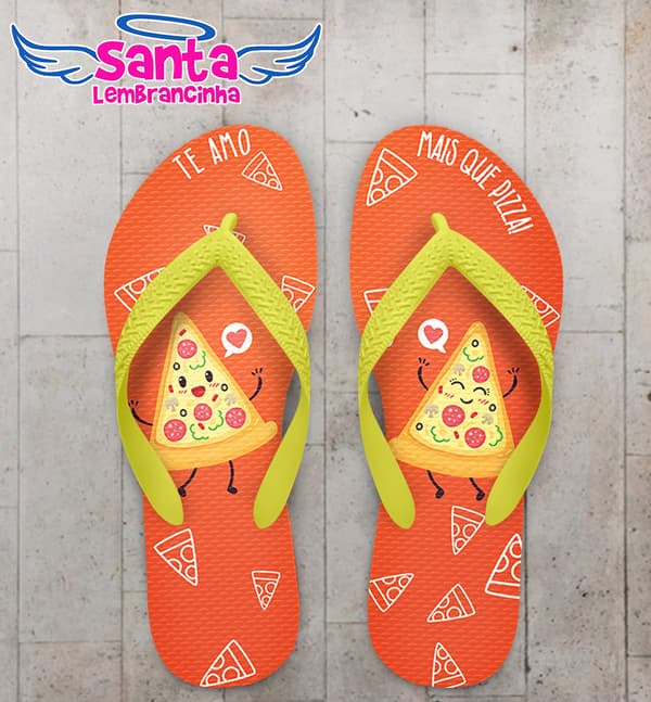 Chinelo Dia Dos Namorados Te Amo Mais Que Pizza Personalizado COD 12402