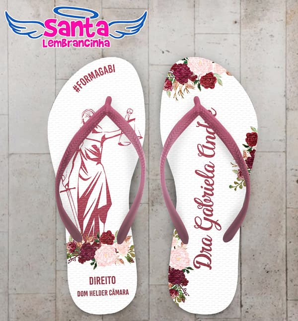 Chinelo Formatura Direito Floral Personalizado COD 12378