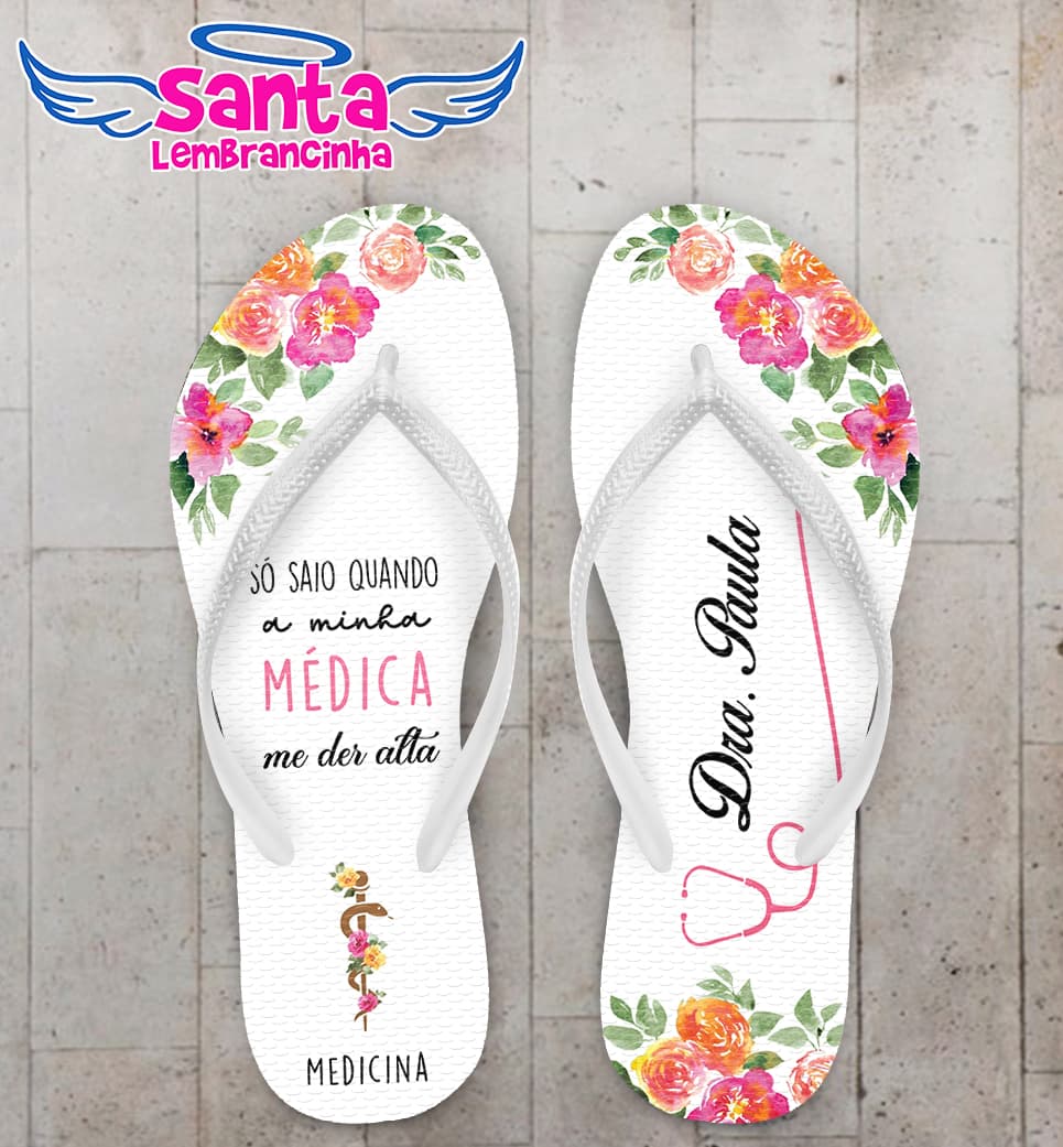 Chinelo Formatura Medicina Floral Personalizado COD 12388