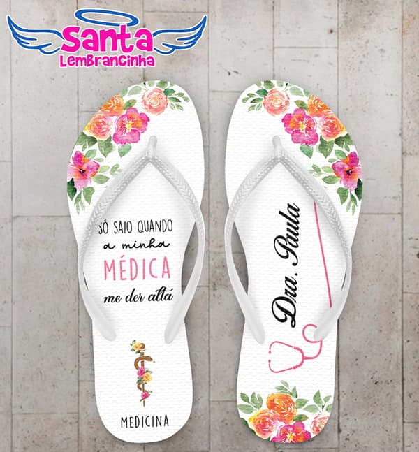 Chinelo Formatura Medicina Floral Personalizado COD 12388