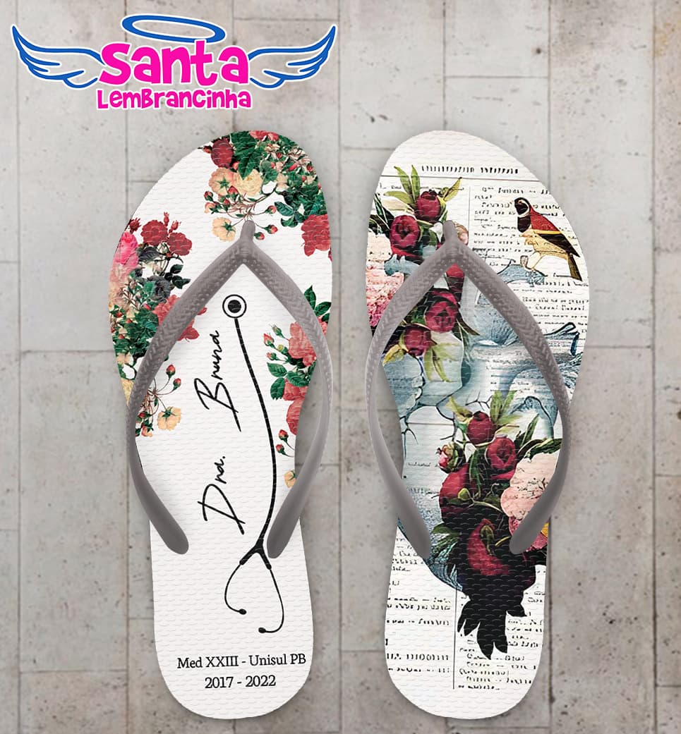 Chinelo Formatura Medicina Floral Personalizado COD 12383