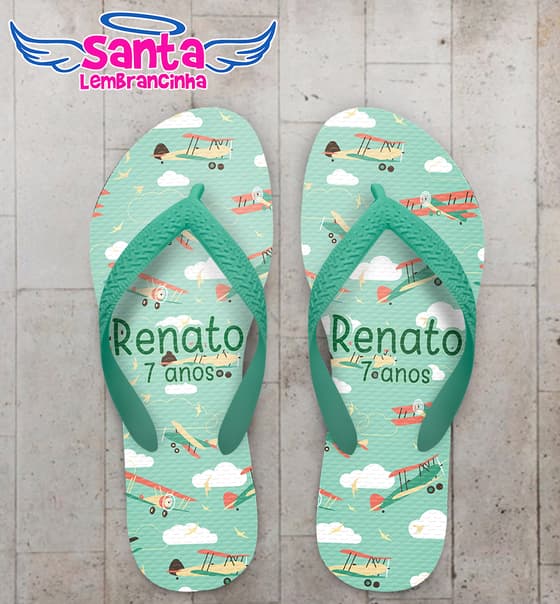 Chinelo Infantil Avião Personalizado COD 12394