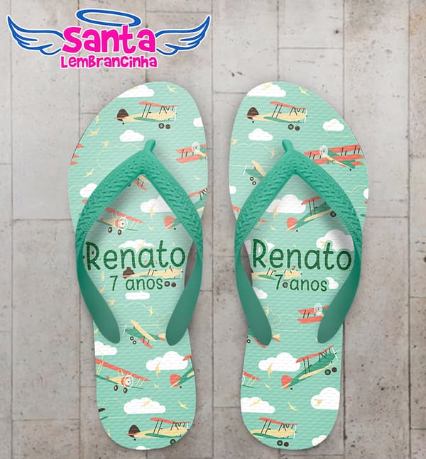 Chinelo Infantil Avião Personalizado COD 12394