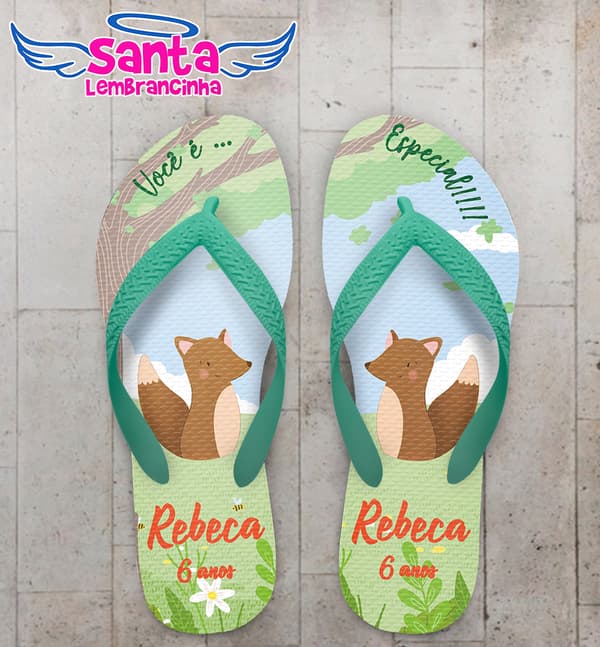 Chinelo Infantil Raposinha Personalizado COD 12390