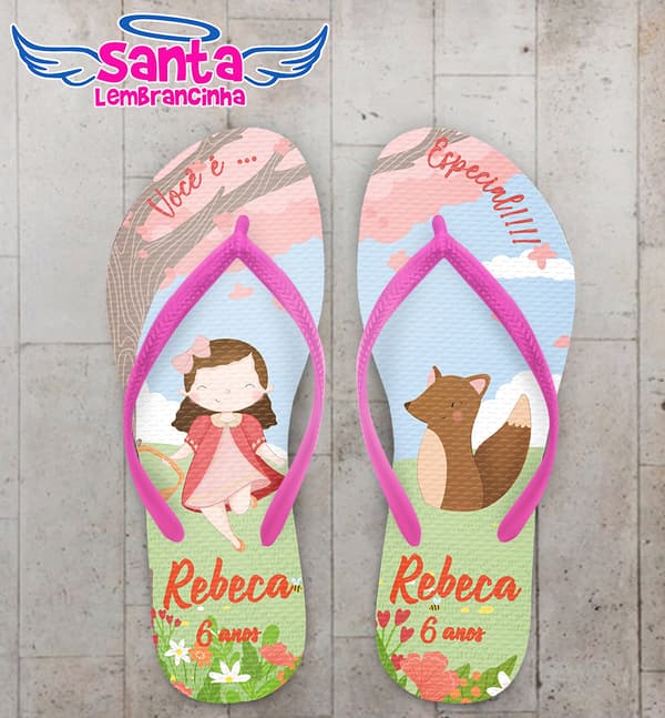 Chinelo Infantil Raposinha Personalizado COD 12392
