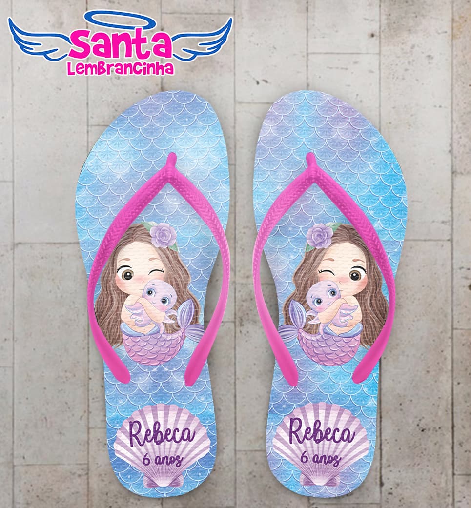 Chinelo Infantil Sereia Personalizado COD 12391