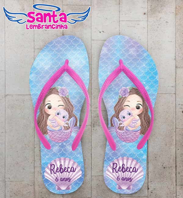 Chinelo Infantil Sereia Personalizado COD 12391