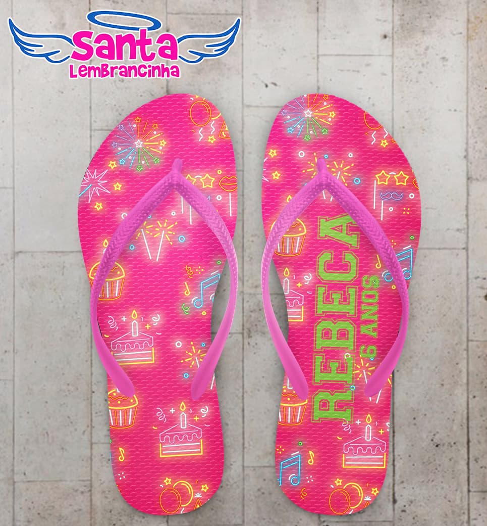 Chinelo Infantil Tema Neon Personalizado COD 12393