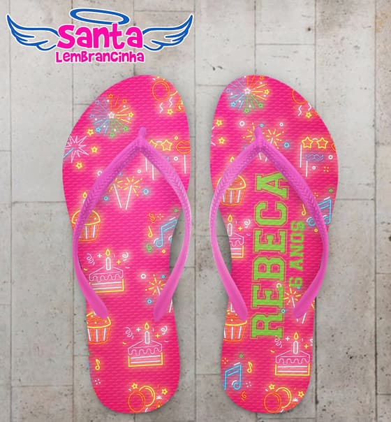 Chinelo Infantil Tema Neon Personalizado COD 12393