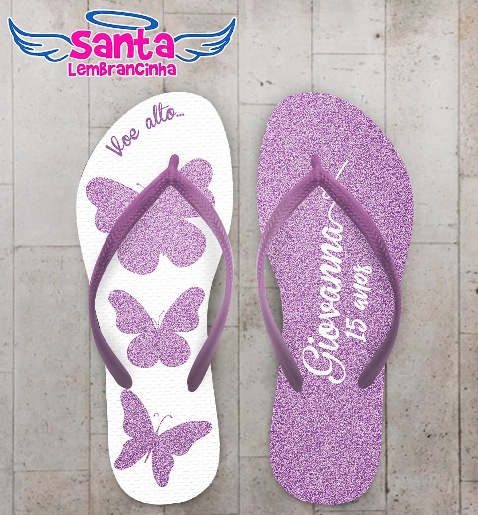 Chinelo Debutante Borboleta Personalizado COD 12476
