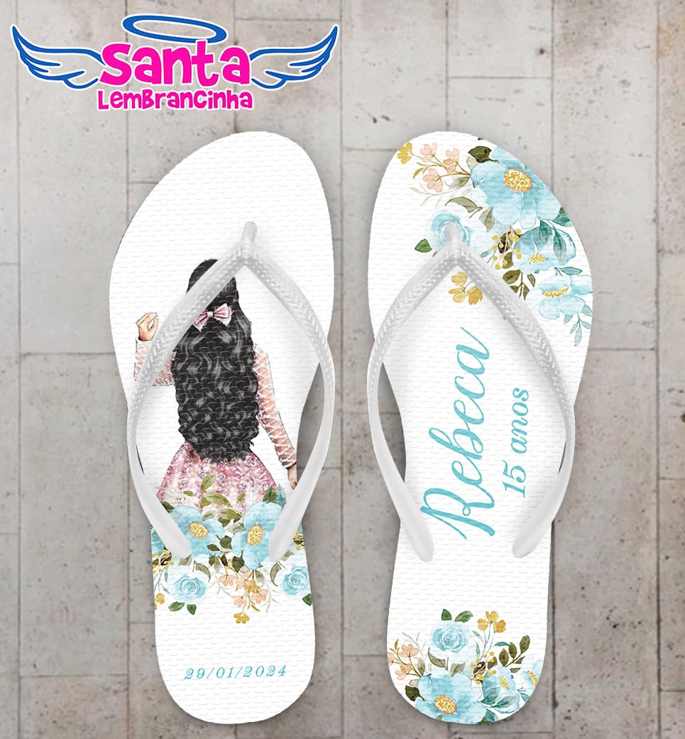 Chinelo Debutante Floral Personalizado COD 12478