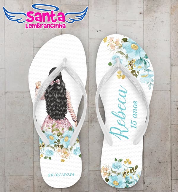Chinelo Debutante Floral Personalizado COD 12478
