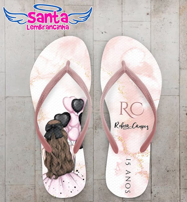 Chinelo Debutante Rosê Personalizado COD 12477