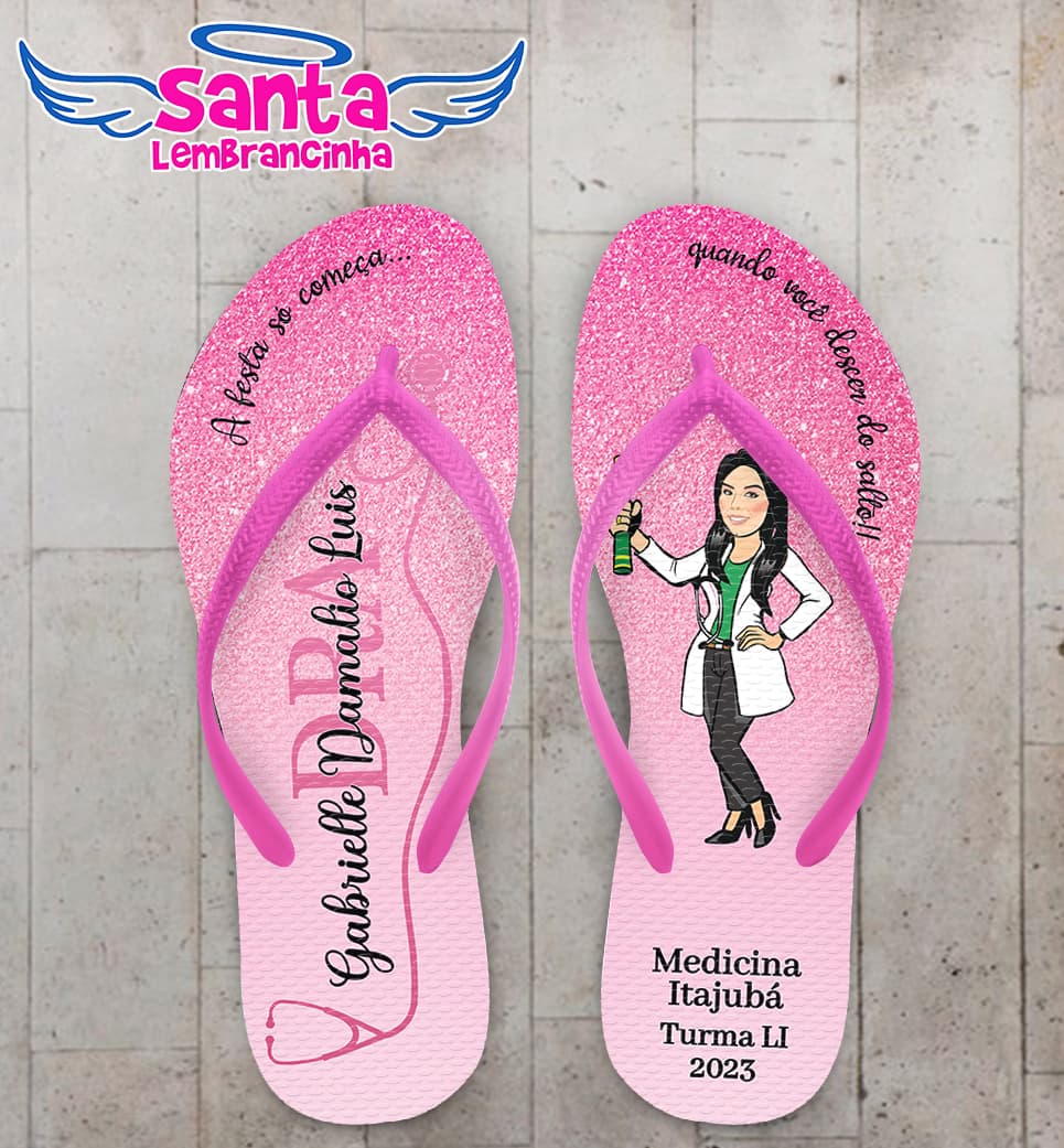 Chinelo Formatura Medicina Caricatura Personalizado COD 12523