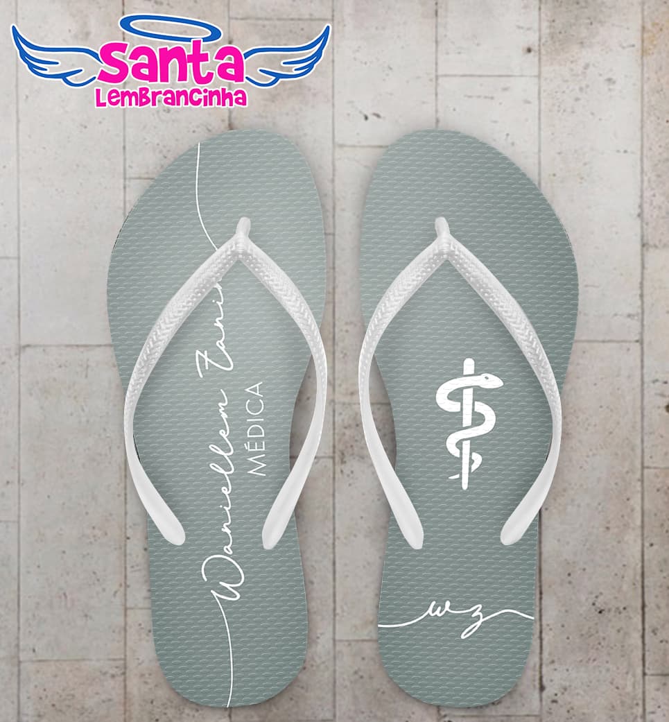 Chinelo Formatura Medicina Cinza Personalizado COD 12516