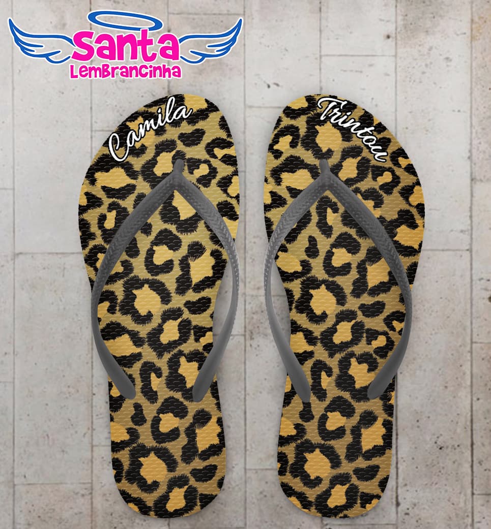 Chinelo Animal Print Onça Personalizado COD 12599
