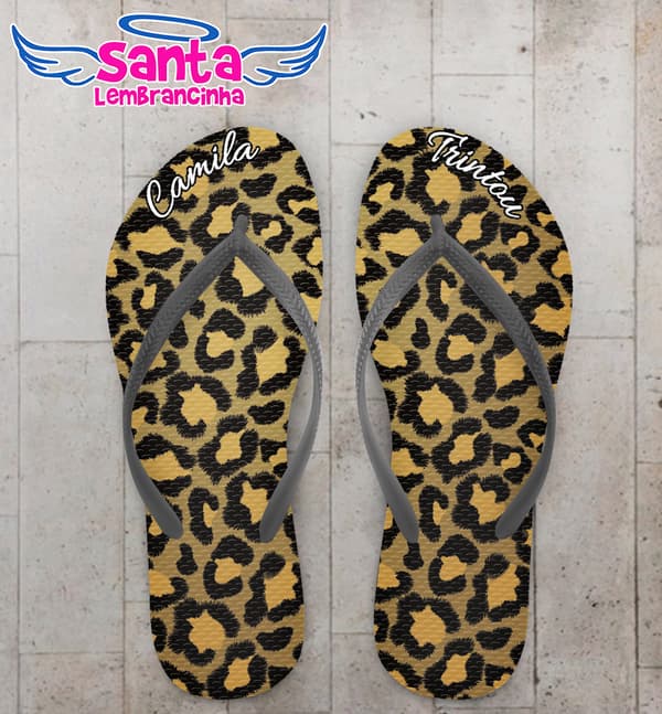 Chinelo Animal Print Onça Personalizado COD 12599