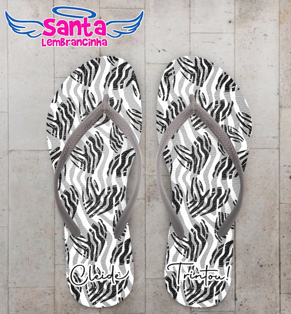 Chinelo Animal Print Zebra Corações Personalizado COD 12600