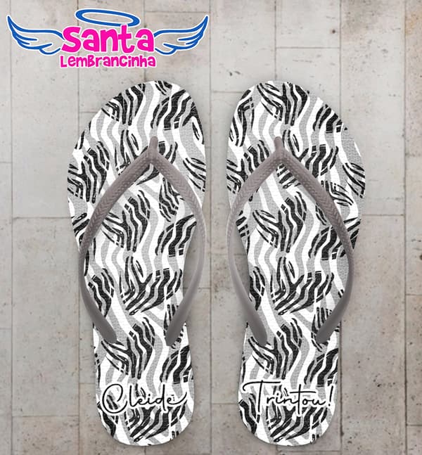 Chinelo Animal Print Zebra Corações Personalizado COD 12600