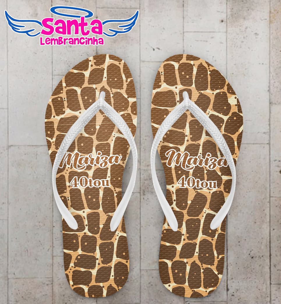 Chinelo Aniversário Animal Print Girafa Personalizado COD 12603
