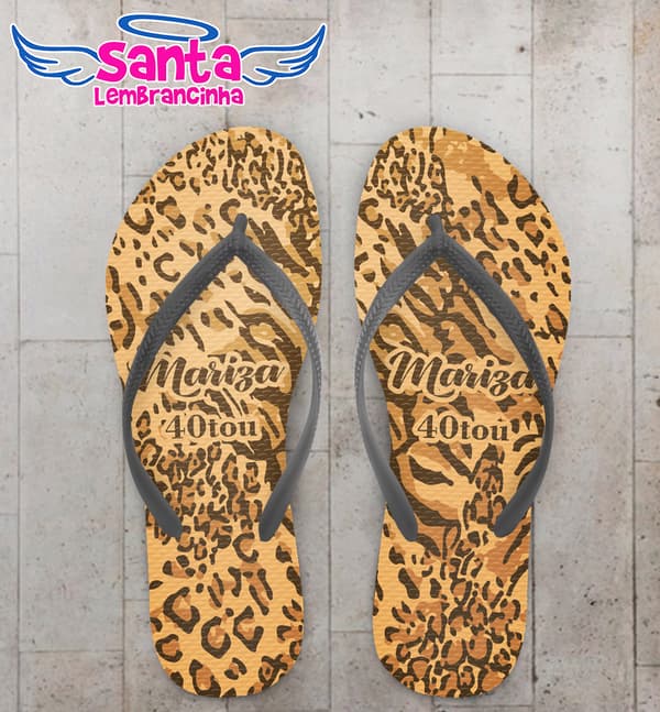 Chinelo Aniversário Animal Print Onça Tigre Personalizado COD 12605
